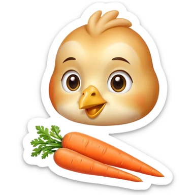 Chicken and carrots emitting a gentle golden glow that flows toward a healthy eye and smooth skin. The foods represent vitamin A sources while the eye and skin show the benefits of this nutrient, with a soft, non-creepy design. sticker