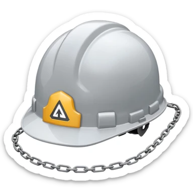 what hard hat with a grey chain logo on the front sticker