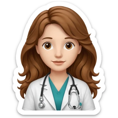 médica, cabelo castanho, pele branca, cabelo ondulado, cabelo comprido sticker