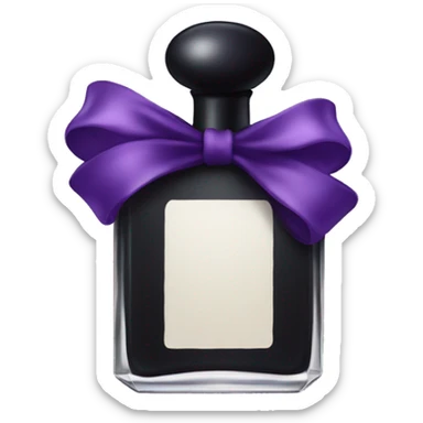 Black dainty perfume bottle with dark purple bow sticker