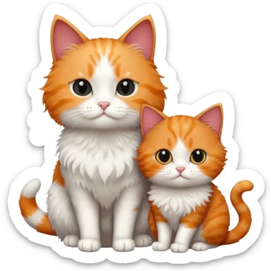 white cat and a black smaller cat and ginger short hair  sticker