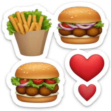 Falafel burger and a red heart sticker
