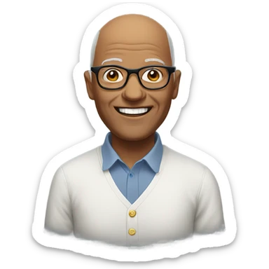 Bald man 70 years old wearing glasses and smiling  sticker