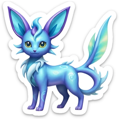 Shiny Iridescent Nebulae Espeon-Lumineon-Vaporeon-Amaura-Glaceon-Dragonair-Fakémon-hybrid-creature (full body)  sticker