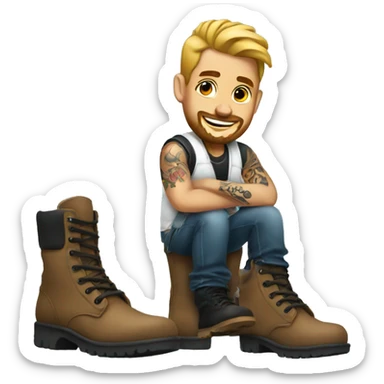 male tattoo artist with boots sticker