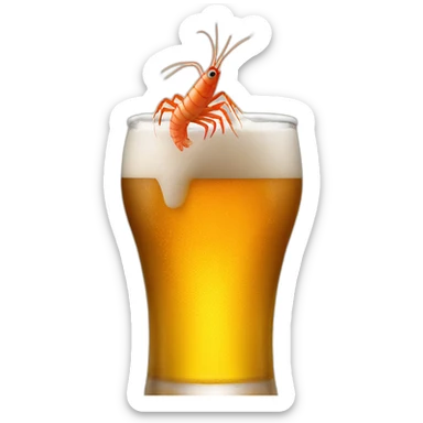 Shrimp jump into beer sticker