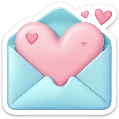 romantic letter with pastel melted hearts sticker