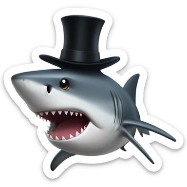 Shark with a top hat sticker