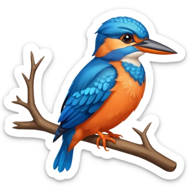 kingfisher bird perched on a branch sticker