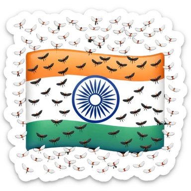 Create an Indian flag with flies above it and a stench coming off that is causing  the flies to be there sticker