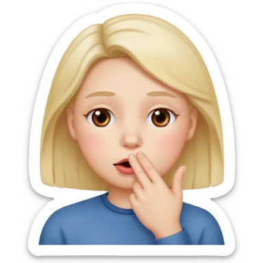 Hand over mouth with blushed cheeks sticker