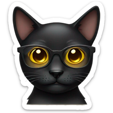 Black cat with glasses  sticker