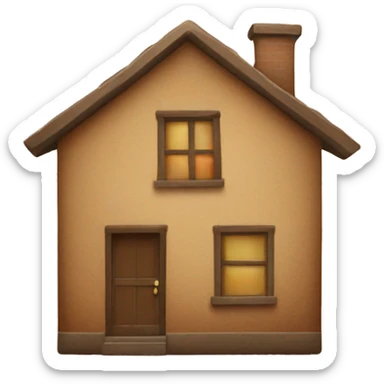 brown square house with a sun painted on it sticker