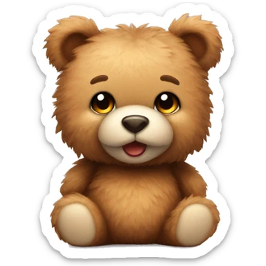 Cute fuzzy teddy bear sticker