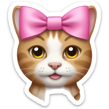 A cat with a pink bow in its hair  sticker