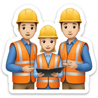 group of railway engineers behing a table sticker