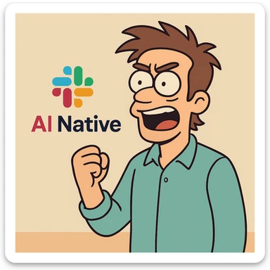 Minimalist Slack-like icon with 'AI Native' text, bold colors, simple and recognizable, designed for a digital product. sticker