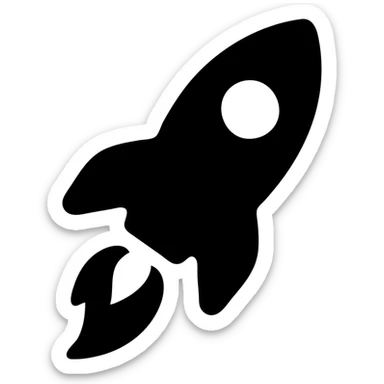 solid filled icon of a rocket with flame details sticker