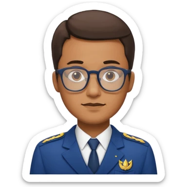 male Librarian in foreign countries with glasses and uniform sticker