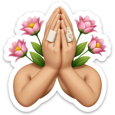 Praying hands and flowers feel better soon  sticker