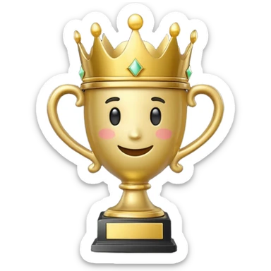 Win Emoji

Glossy 3D emoji showing a gold trophy with a small crown, glowing effect, black and gold theme. sticker