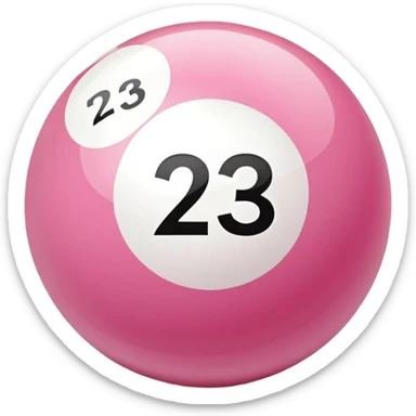 pink billiard ball with the number 23 inside a white circle sticker