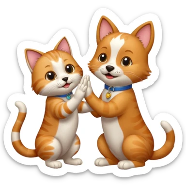 Cane e gatto che battono cinque sticker