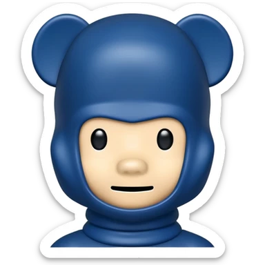 bearbrick figure with a dark blue balaclava mask, simple and elegant sticker