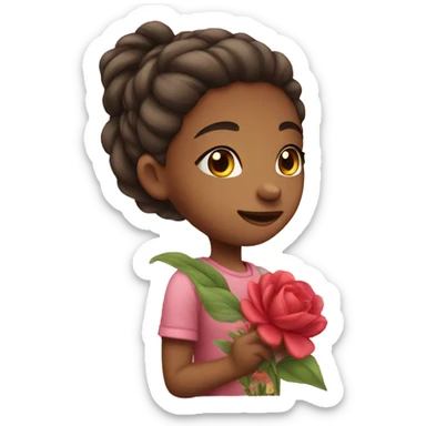 girl love flower sticker