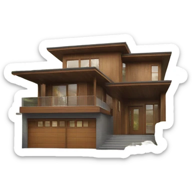 Unique Front facing modern house with wood features sticker
