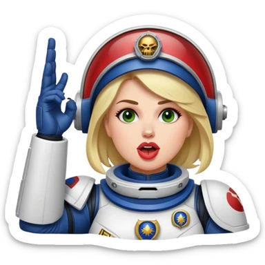 woman space marine salutes tongue out sticker
