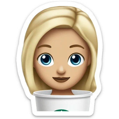 Starbucks cup drink with blonde girl blue eyes  sticker
