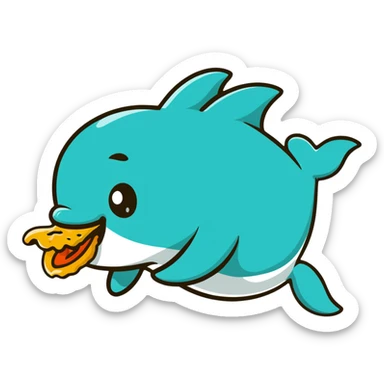 Dolphin eating chicken sticker