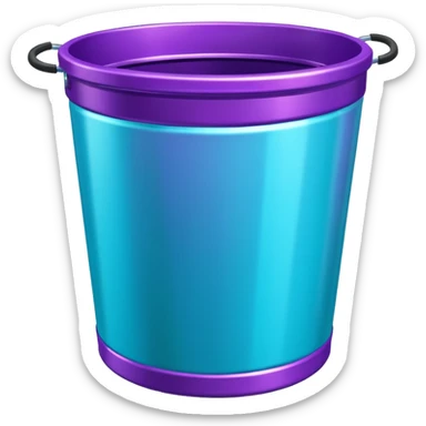 Glitter Purple and Cian  metal rubbish bin officer sticker