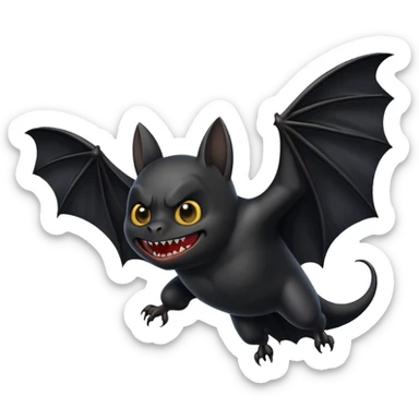 Scary realistic flying black bat sticker
