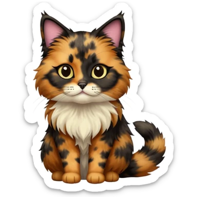 long hair tortoiseshell cat with a black face sticker