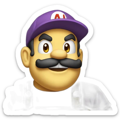 1 Wario with à yelow cap a violet overhall and à yellow shirt sticker