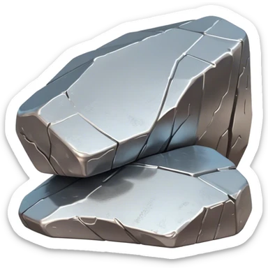 Cinematic Realistic Nickel Ore, Bright and shiny, with a rough, metallic surface reflecting light in soft, gleaming waves. The metal has a subtle luster and is both sturdy and raw in its form. Soft glowing outline, capturing the essence of durability and modern elegance in raw nickel ore. sticker