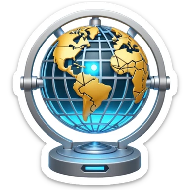 connected tech nodes, gear, globe sticker