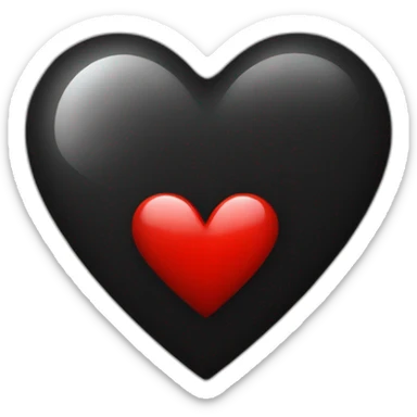 Cœur noir sur coeur rouge sticker
