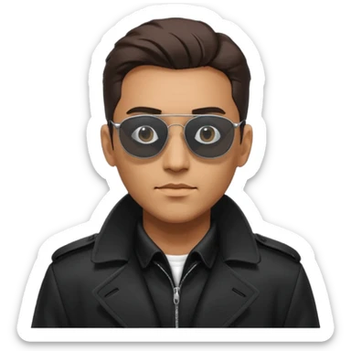 man in black trenchcoat and matrix sunglasses sticker