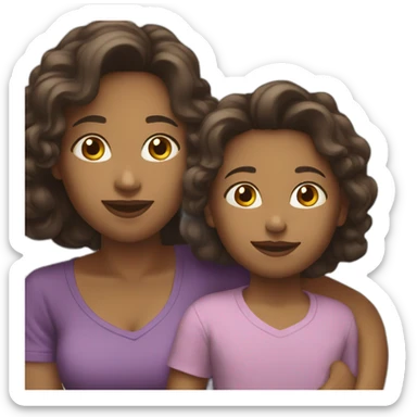 Mom with her daughter happy sticker