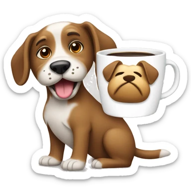 perro con taza de cafe sticker