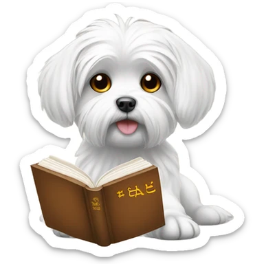 Maltese dog with book sticker