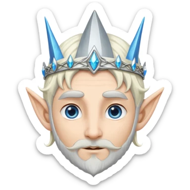 elf prince with pointy ears, white skin, silverblond hair, blue eyes, Chin beard sticker