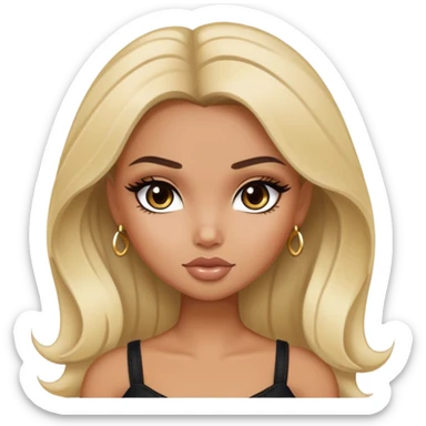 dark brown hair with blond strains, pretty beautiful bratz baddie sticker