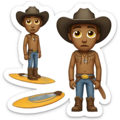 sad cowboy with surfboard sticker