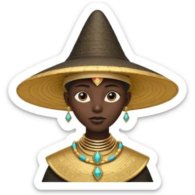 ancient alien with conical hat, black, half body sticker