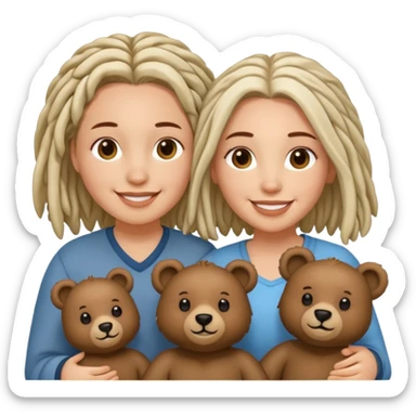 Couple emoji white with bears, medium complexion female with mid length loca sticker