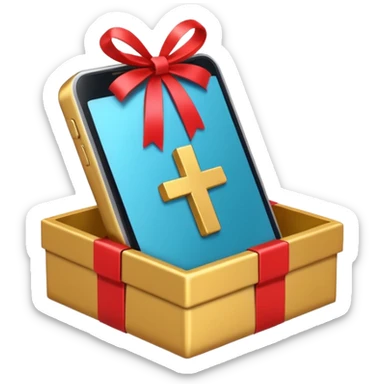 smartphone with a gift box and hashtag symbol sticker
